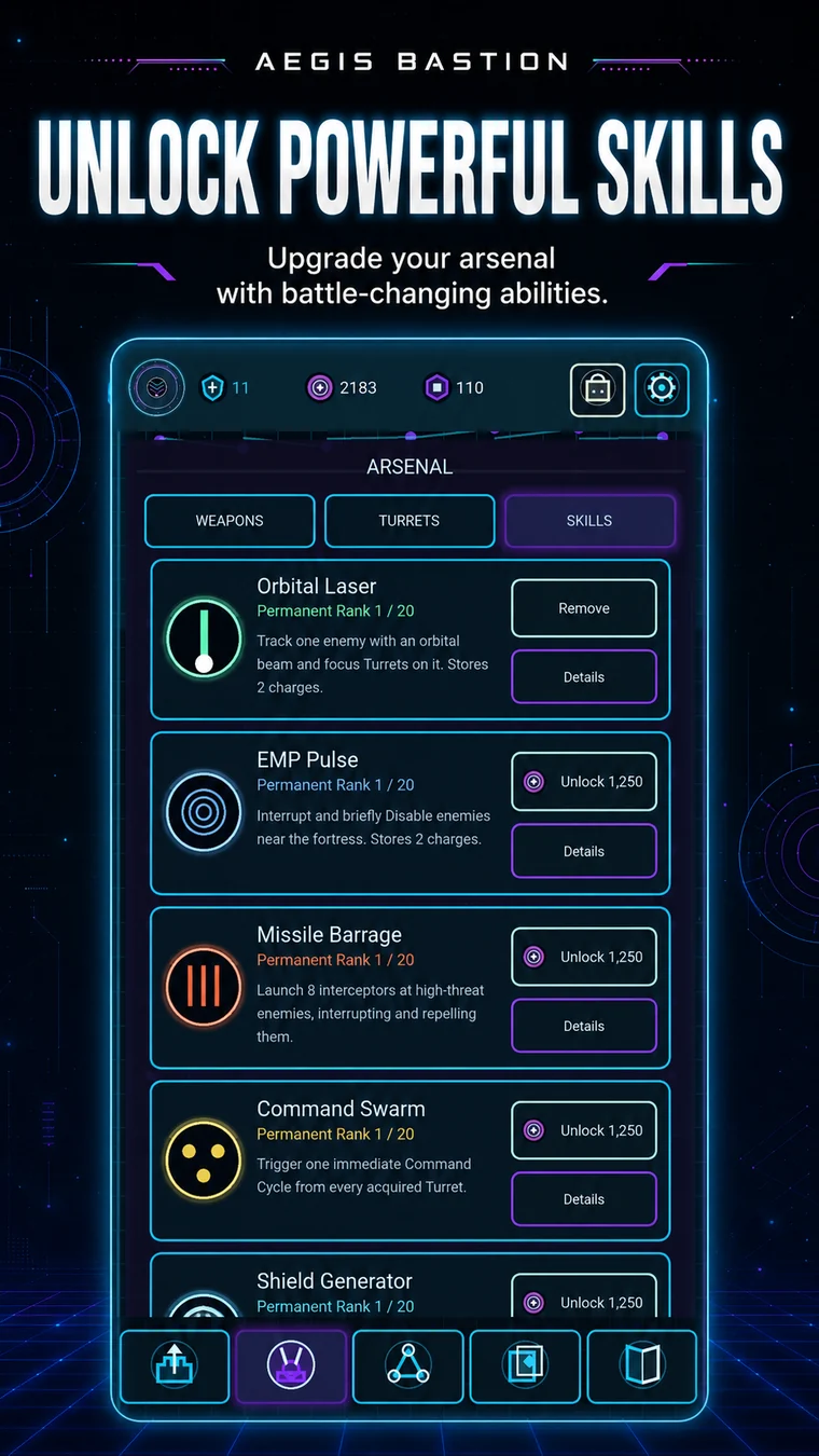 Aegis Bastion skills arsenal screen